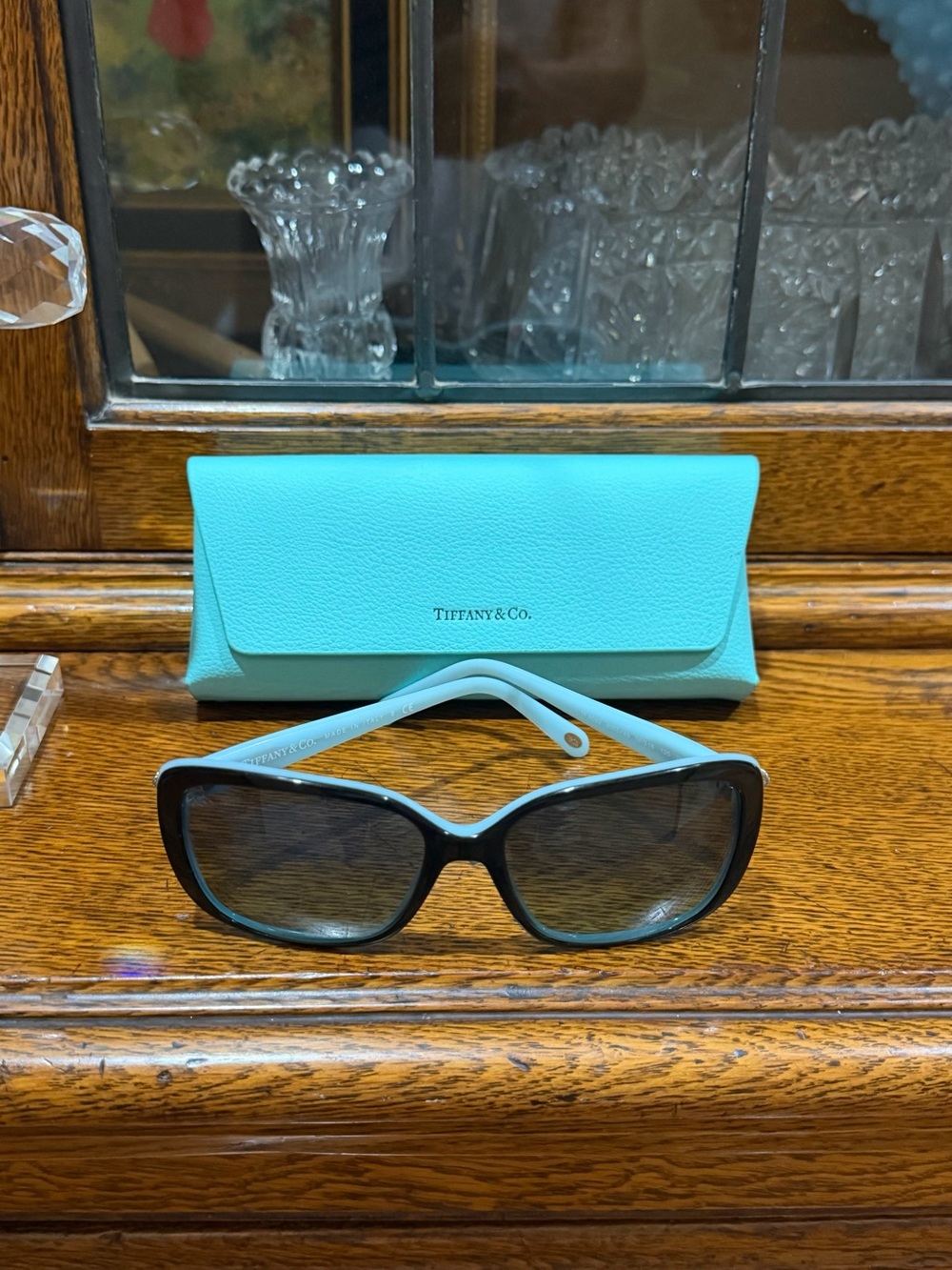 Tiffany & Co. Teal and Black Women's Sunglasses with Teal Case